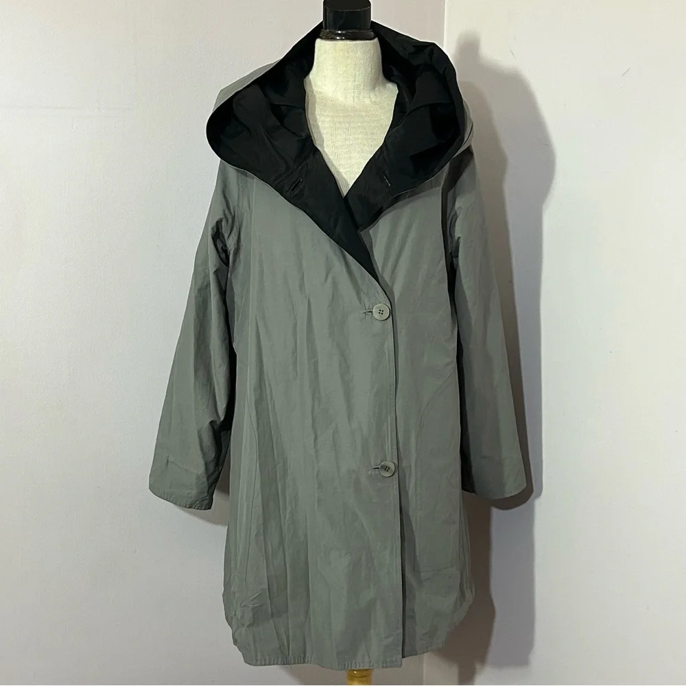 Eileen Fisher Reversible Hooded Jacket Raincoat - Picture 5 of 8